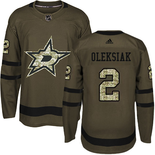 Adidas Dallas Stars #2 Jamie Oleksiak Green Salute to Service Youth Stitched NHL Jersey